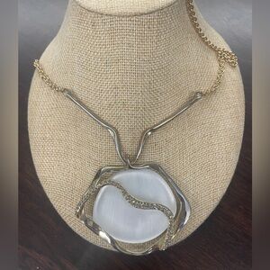 Alexis Bittar Gold And White Winding Lucite Pendant Necklace